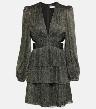 Giverny metallic plisse minidress