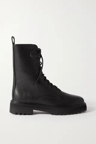 Reformation - Katya Textured-leather Ankle Boots - Black