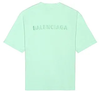 Balenciaga Embroidered Medium Fit T-Shirt in Mint