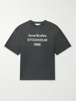 Oversized Distressed Logo-Print Cotton and Hemp-Blend Jersey T-shirt