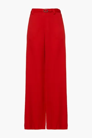 Aperol piqué wide-leg pants