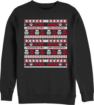 Men's Star Wars Ugly Christmas Dark Side Helmets Sweatshirt - Black - X Large