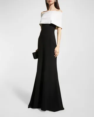 Off-the-Shoulder Two-Tone Gown