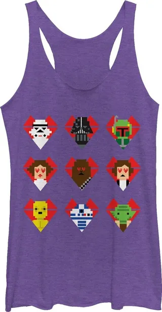 Women's Star Wars Valentine's Day Character Hearts Racerback Tank Top - Purple Heather - X Large