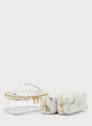 Marble 3 Piece Cosmetic Bags Set