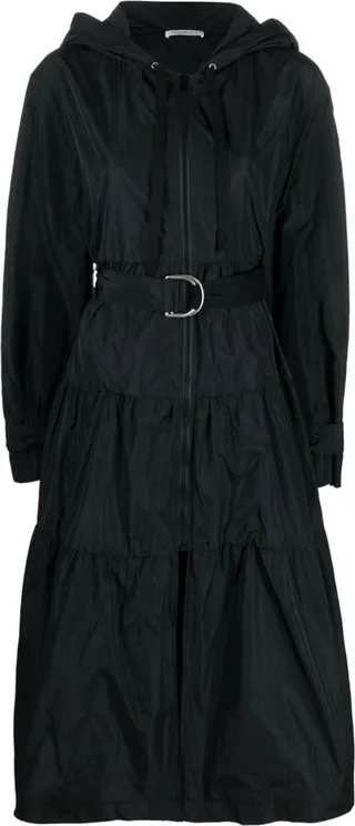 Belted-Waist Midi Raincoat