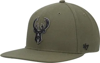 Men's '47 Brand Olive Milwaukee Bucks Ballpark Camo Captain Snapback Hat