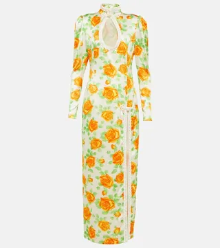 Floral silk midi dress