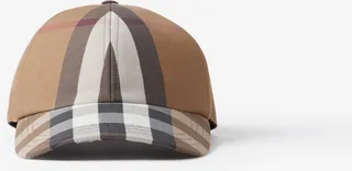 Burberry Embroidered Logo Check Cotton Baseball Cap