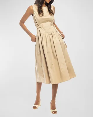Clark Ruched Sleeveless Midi Dress