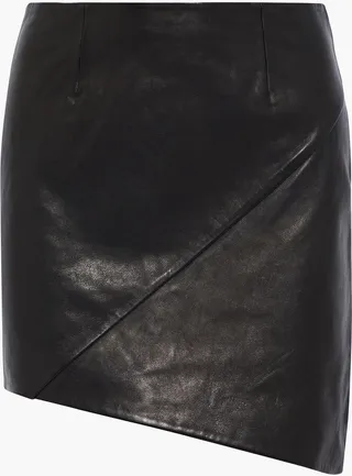 Hemy asymmetric leather mini skirt