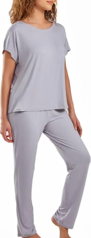 iCollection Women's Jewel Cozy Modal Ultra Soft Sleep Pajama Pant Set