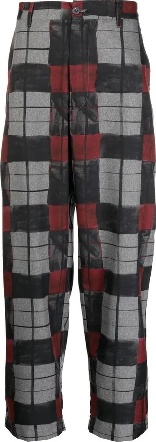 Check-Print Cropped Trousers