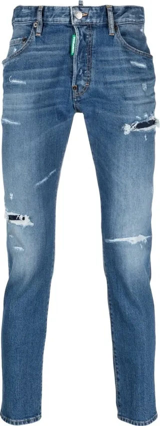Distressed-Effect Slim-Fit Jeans
