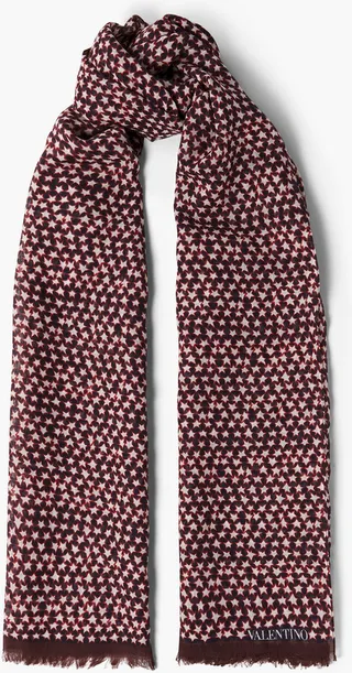 Printed cotton and linen-blend scarf