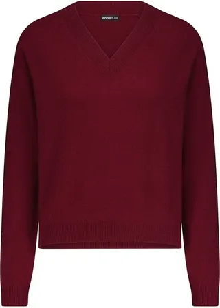 Minnie Rose 100% Cashmere Ls Shrunken V Neck - Red