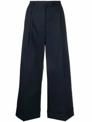 Wide-Leg Cropped Trousers