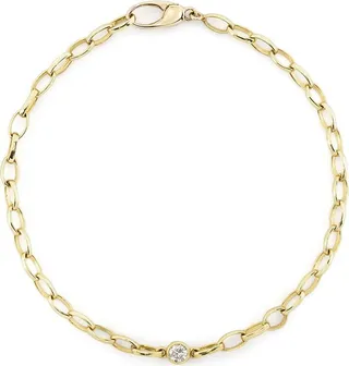 18kt yellow gold small Edith diamond bezel link bracelet