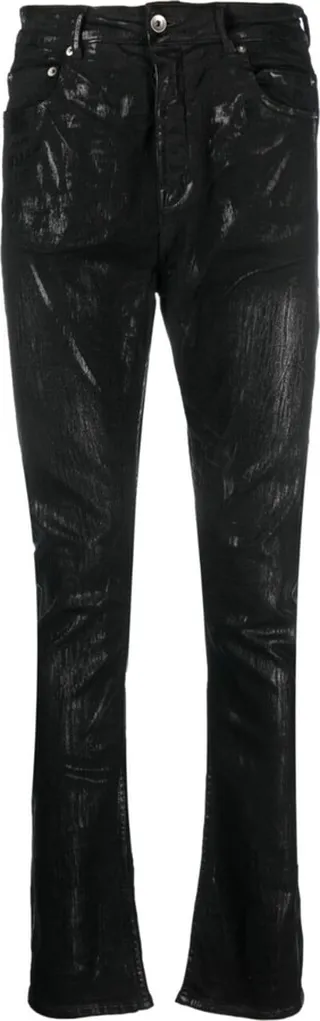 Foiled-Finish Skinny Jeans