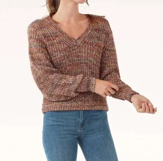 Briar Marled V-Neck Sweater in Multi