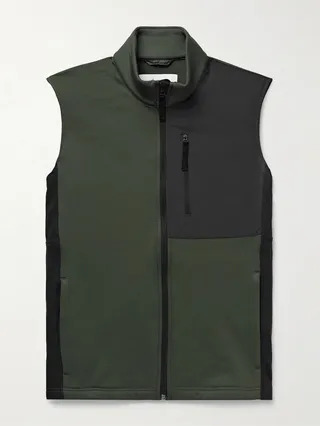 Slim-Fit Panelled Stretch-Jersey and Ripstop Gilet