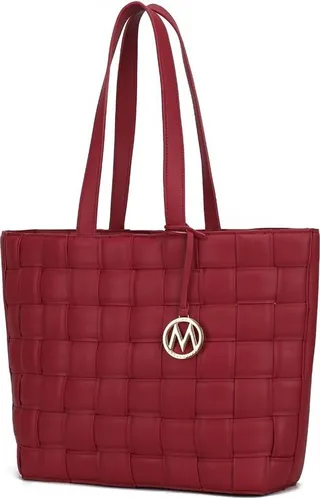 MKF Collection by Mia K Rowan Woven Vegan Leather Women’s Tote Bag - Red
