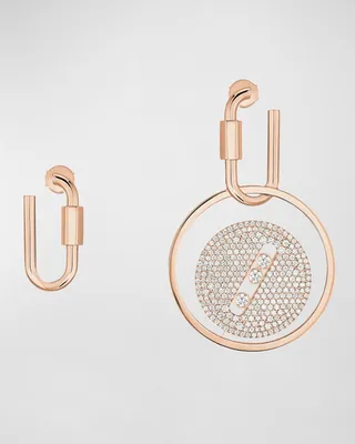 Lucky Move 18K Rose Gold Carabiner Earrings with Medallion