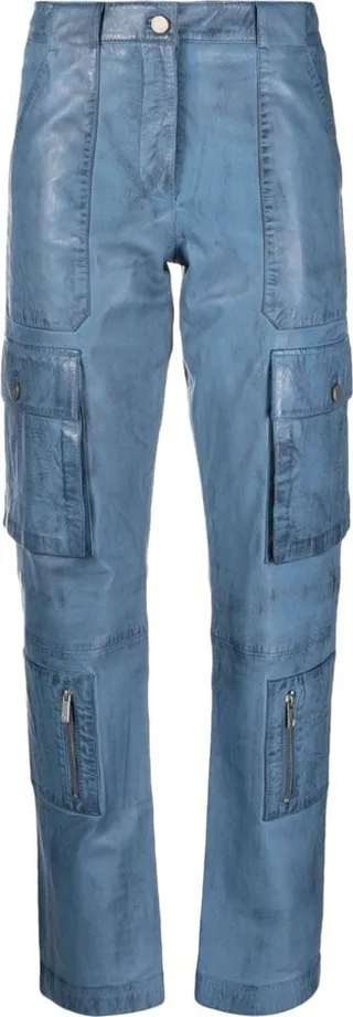 Distressed Leather Cargo Trousers