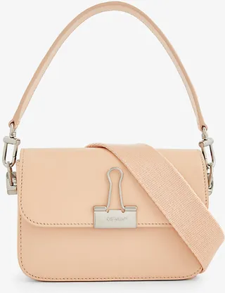 Womens Peach Orange Binder Leather Shoulder bag