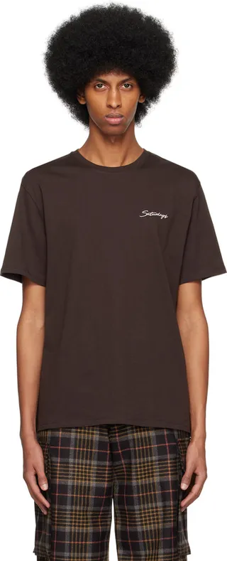 Saturdays NYC Brown Embroidered T-Shirt