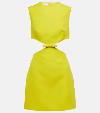 Cutout wool and silk crepe minidress