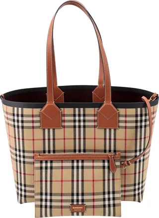 Canvas shoulder bag with Burberry Check motif