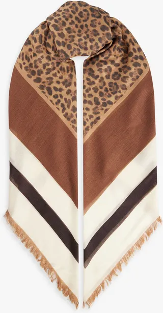 Printed cashmere and silk-blend scarf