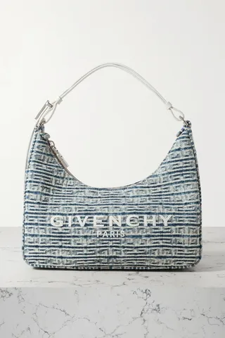 Givenchy - Moon Cut Out Small Leather-trimmed Denim Shoulder Bag - Blue
