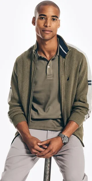 Mock-Neck Full-Zip Sweater