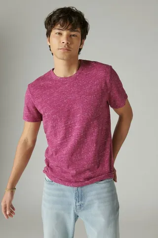 Linen Short Sleeve Pocket Crew Neck Tee