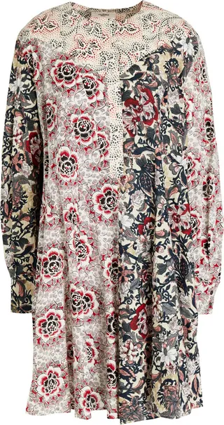 Lissande patchwork-effect floral-print cotton-poplin mini dress