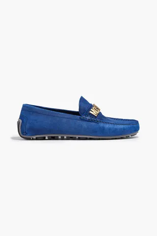 Logo-embellished suede loafers