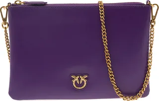 Violet Love Birds Crossbody Bag In Leather Woman