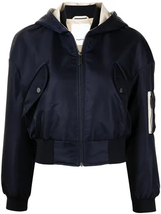 Cropped Hooded Bomber Jacket