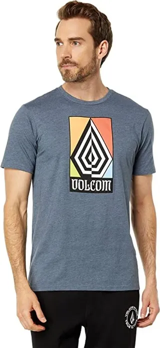 Volcom Divisionz Short Sleeve Tee (Dark Slate Heather) Men's Clothing