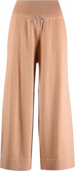 Drawstring-Waist Wide-Leg Cropped Trousers