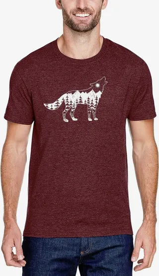 La Pop Art Men's Premium Blend Word Art Howling Wolf T-shirt