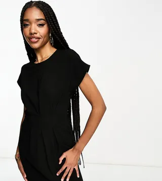 ASOS DESIGN Tall cinched waist mini dress in black