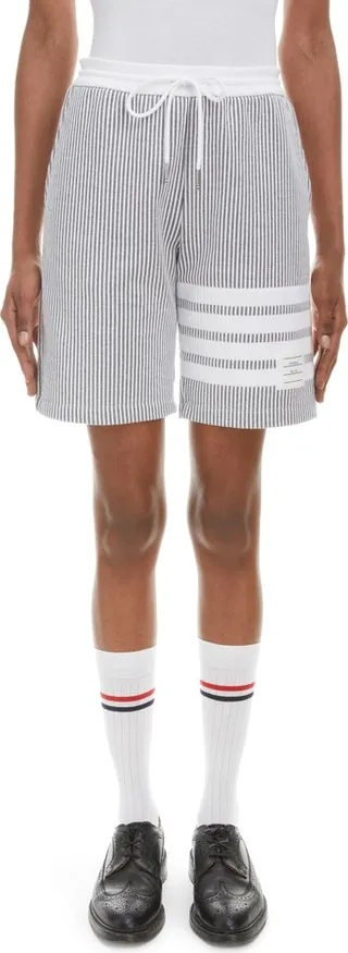 4-Bar Seersucker Drawstring Shorts