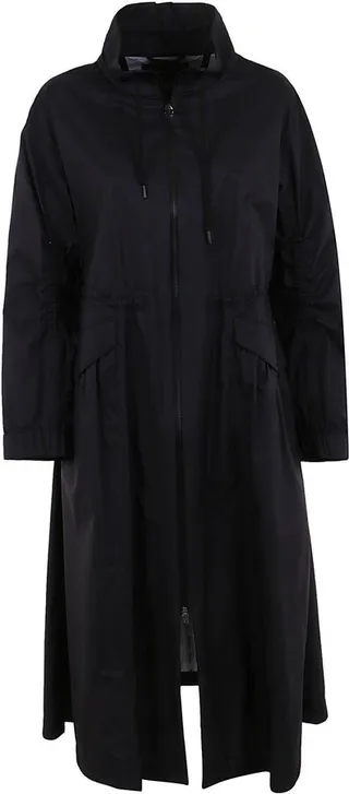 Drawstring Waist Zipped Trench Coat