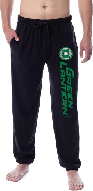DC Comics Mens' Green Lantern Logo Character Sleep Jogger Pajama Pants (Small) Black