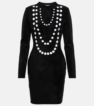 Jacquard wool-blend minidress