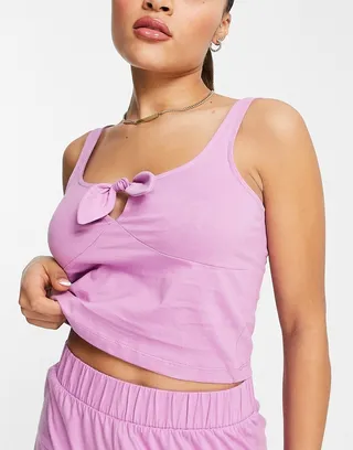 ASOS DESIGN mix & match cotton pajama cami in lilac - LILAC