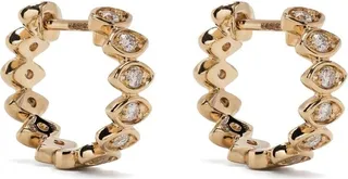 14K Yellow Gold Evil Eye Diamond Huggie Earrings